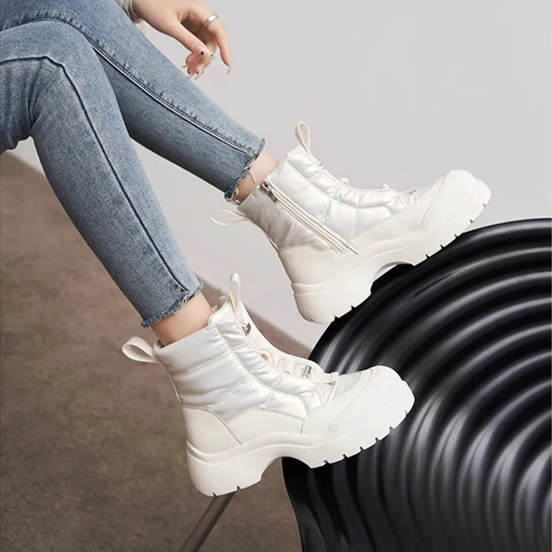 BENZI Warm Water Resistant Wear Resistant Height Increasing Slip Resistant Short Snow Boots Women's-14