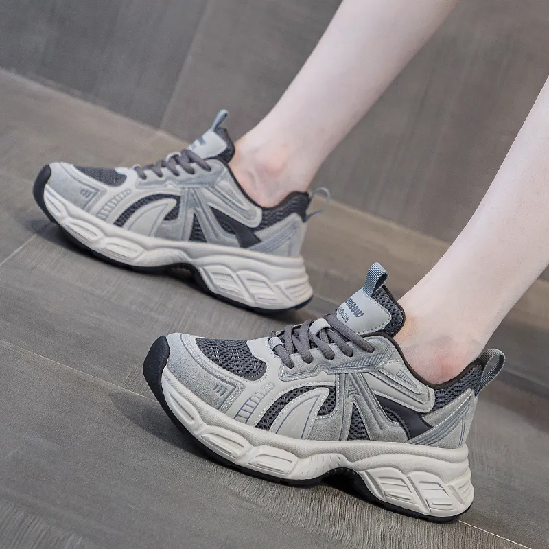 BENZI Anti Slip Wear Resistant Breathable Lightweight Height Increasing Warm Low Top Chunky Sneakers Women's-3