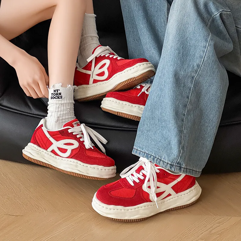 BENZI Low Top Skateboard Shoes Unisex Red-7