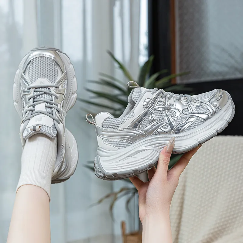 BENZI Low Top Chunky Sneakers Women's Glacier Silver-7