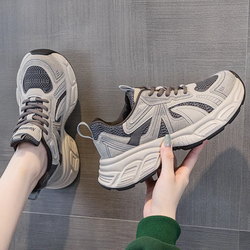 BENZI Anti Slip Wear Resistant Breathable Lightweight Height Increasing Warm Low Top Chunky Sneakers Women's-2