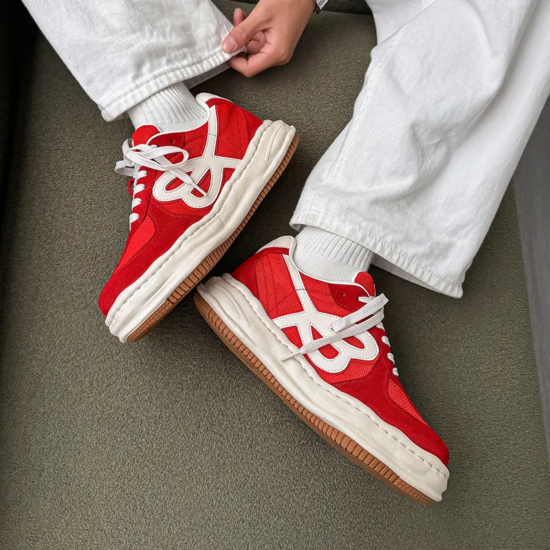 BENZI Low Top Skateboard Shoes Unisex Red-6