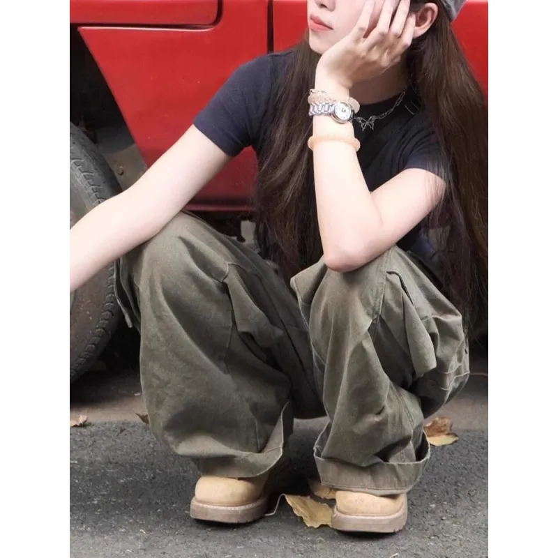 Honey Cargo Pants Unisex Gray Green-3