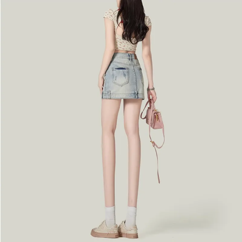 Honey Denim Shorts Women's Light Blue-5