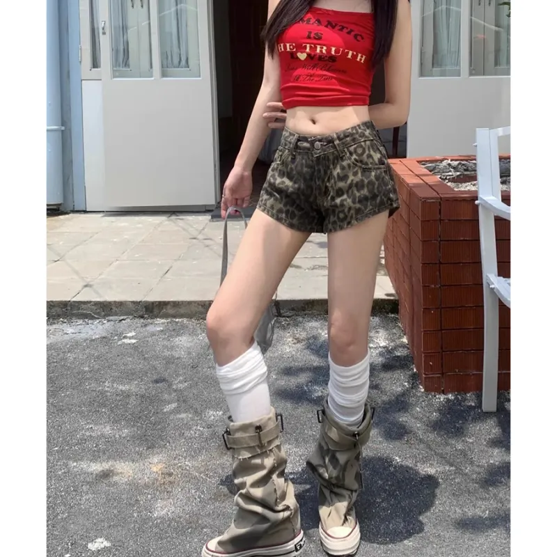 Honey Denim Shorts Women's Leopard Print-2