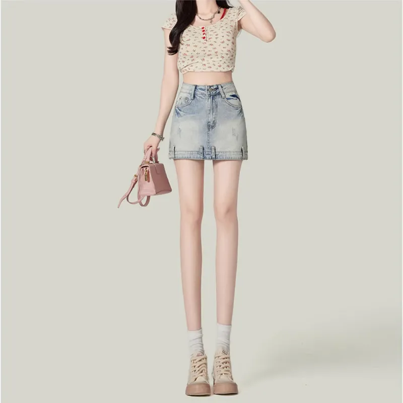Honey Denim Shorts Women's Light Blue-6