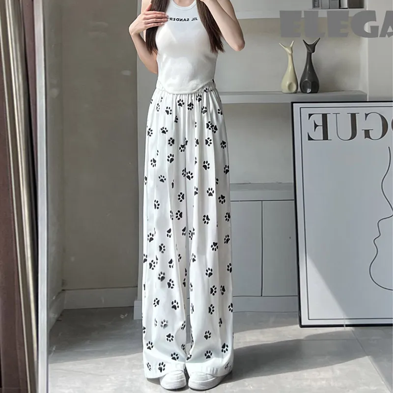 Honey Casual Pants Women's Dog Paw Print-1