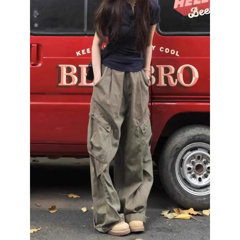 Honey Cargo Pants Unisex Gray Green-2