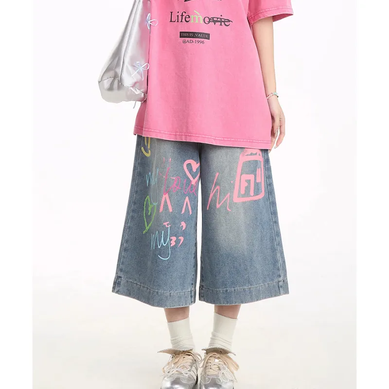 Honey Denim Shorts Women's Denim Print-3