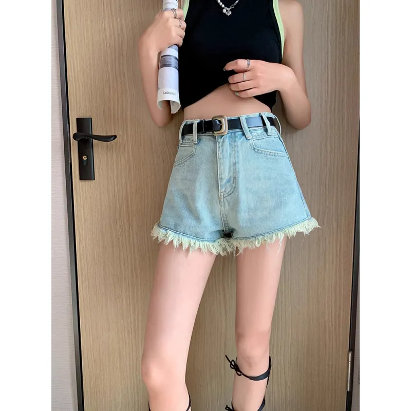 Honey Denim Shorts Women's Light Blue-3