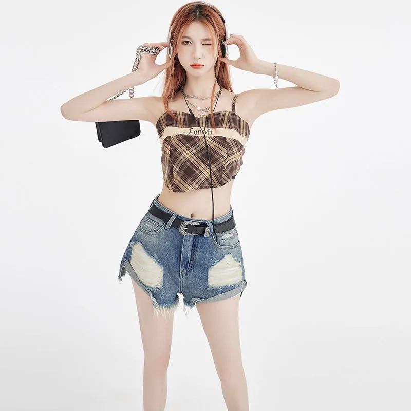 Honey Denim Shorts Women's Vintage Blue Shorts-5