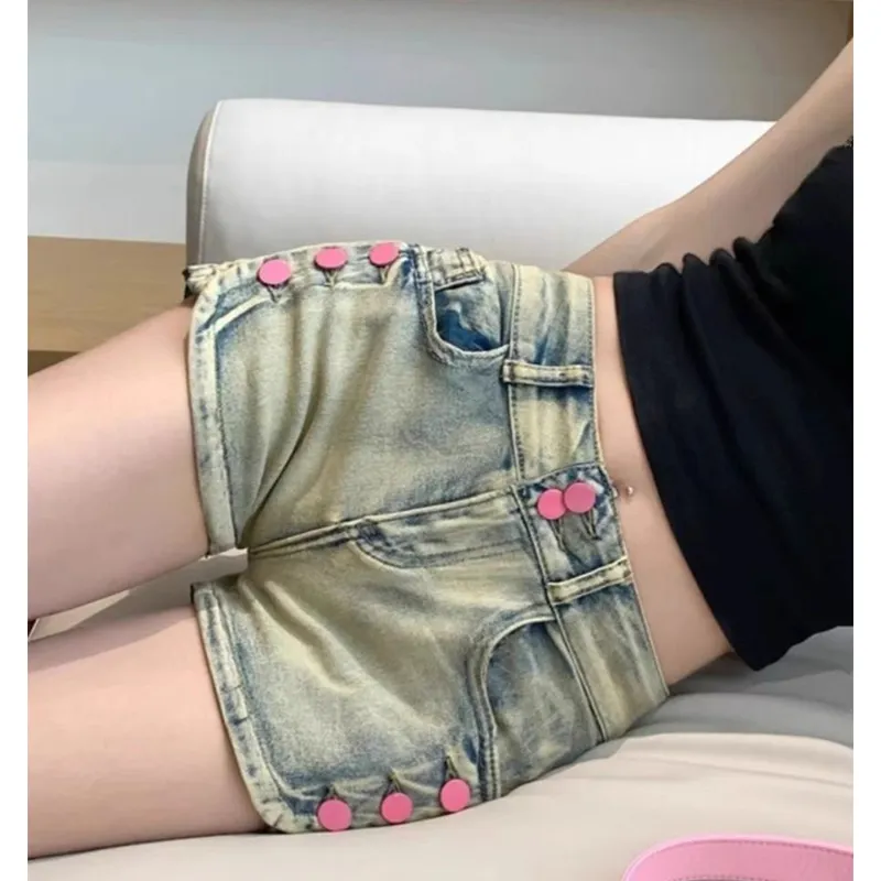 Honey Denim Shorts Women's Vintage Blue Stretch-3