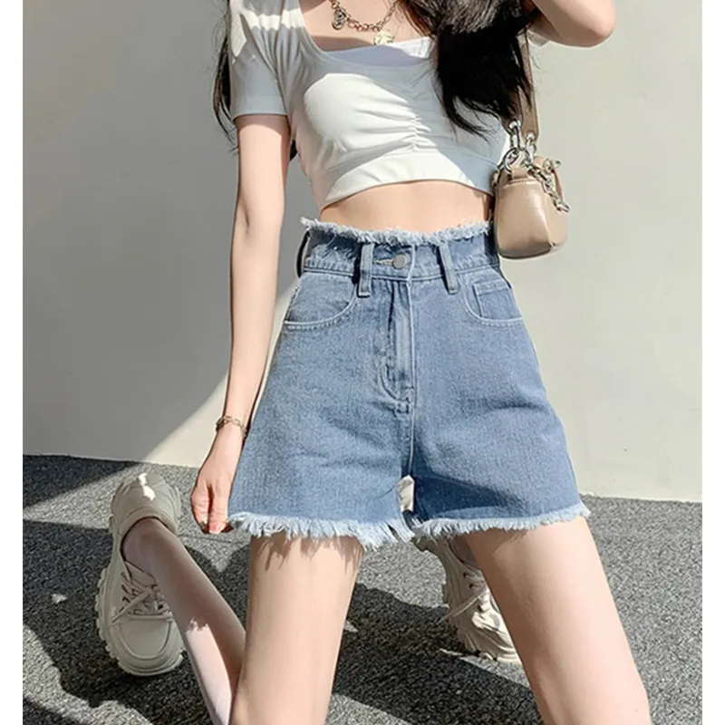 Honey Denim Shorts Women's Light Blue-2