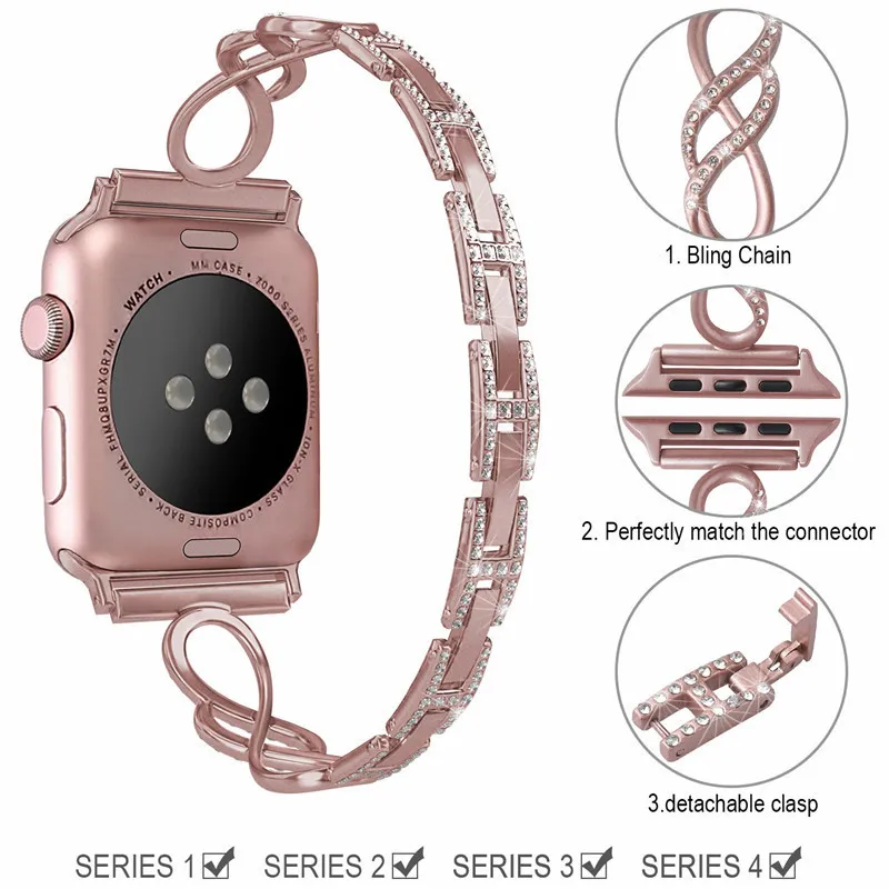 AOMN B 367 Musical Note Bracelet Thin Wrist Strap Compatibility Apple Watch 2/3/4/5/6, Smart Watch Accessory-1