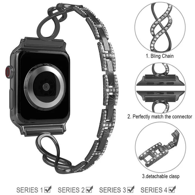 AOMN B 367 Musical Note Bracelet Thin Wrist Strap Compatibility Apple Watch 2/3/4/5/6, Smart Watch Accessory-5