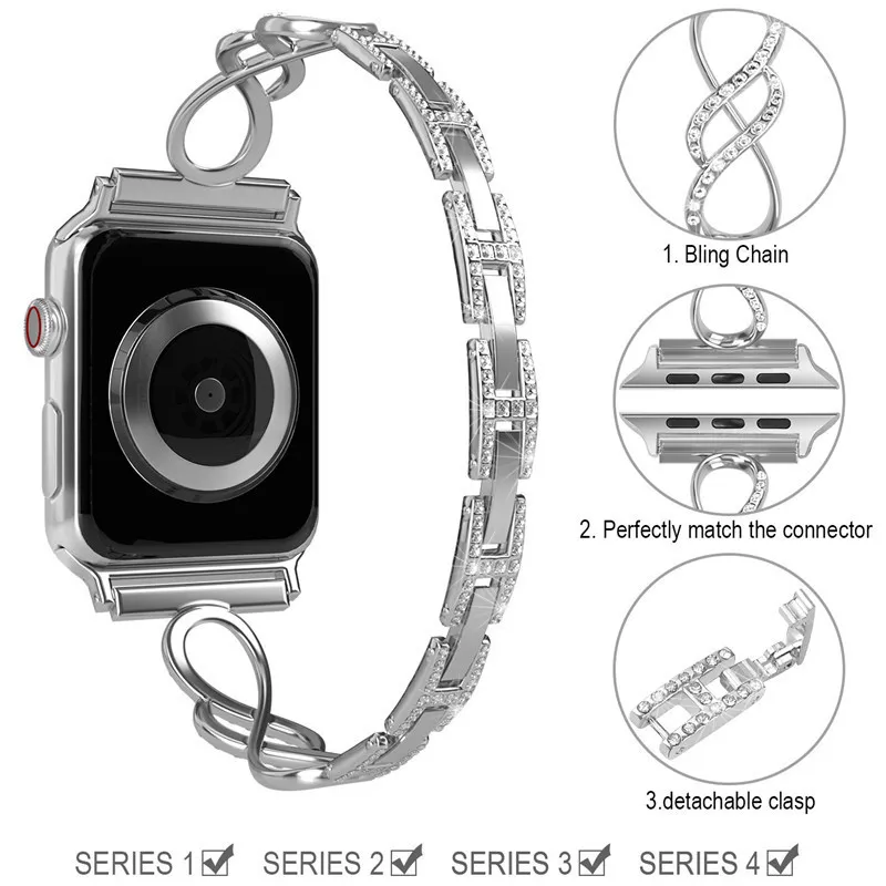 AOMN B 367 Musical Note Bracelet Thin Wrist Strap Compatibility Apple Watch 2/3/4/5/6, Smart Watch Accessory-3