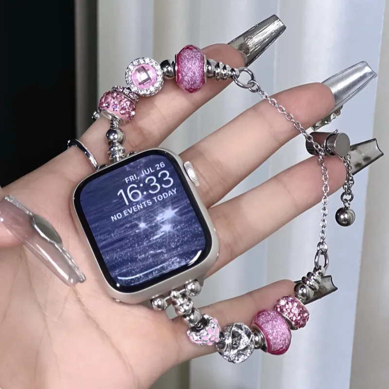 AOMN Apple Compatibility Watch Band Metal, Beads Material-7