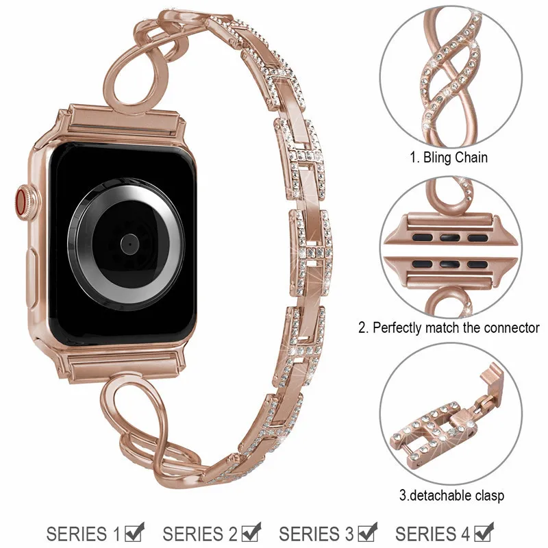AOMN B 367 Musical Note Bracelet Thin Wrist Strap Compatibility Apple Watch 2/3/4/5/6, Smart Watch Accessory-7