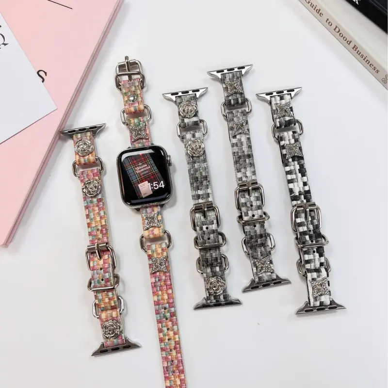 AOMN Watch Band Apple Compatibility 41mm Metal, Leather Material-1
