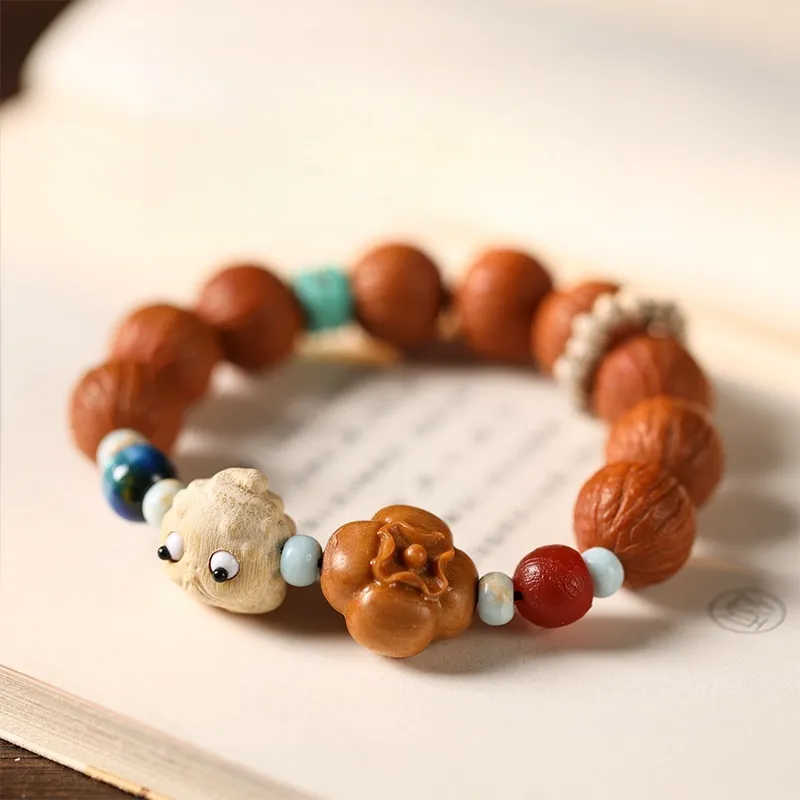 Red All Year Round Monkey Head Walnut Bracelets Unisex-3