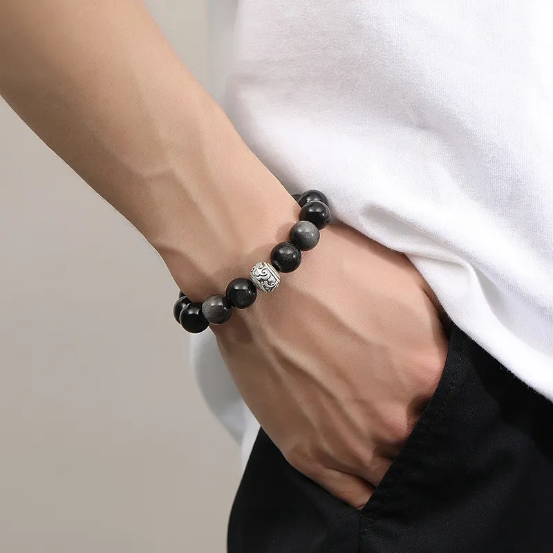 Red All Year Round Obsidian Bracelets Men's-6
