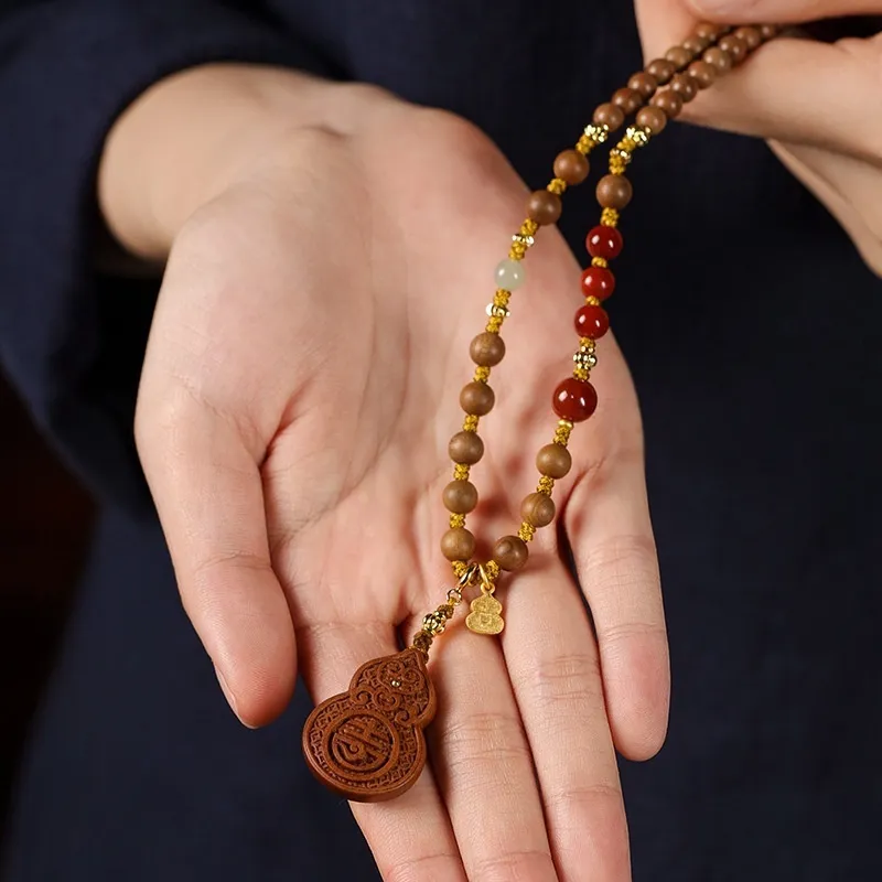 Red All Year Round Laoshan Sandalwood Wooden Necklaces Unisex-3