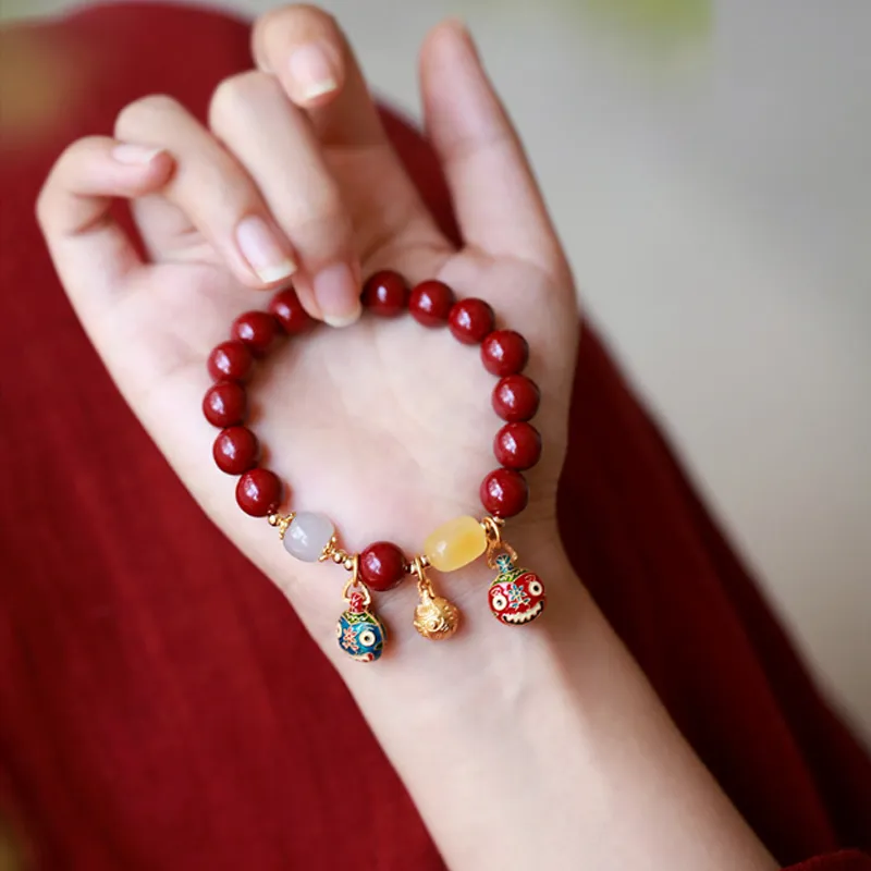 Red All Year Round Cinnabar Jade Bracelets Unisex-2