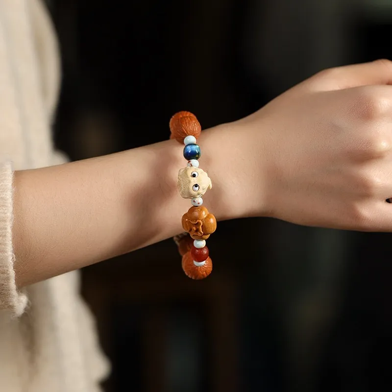 Red All Year Round Monkey Head Walnut Bracelets Unisex-2