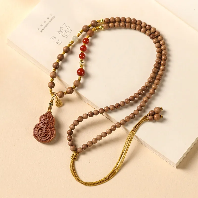 Red All Year Round Laoshan Sandalwood Wooden Necklaces Unisex-1