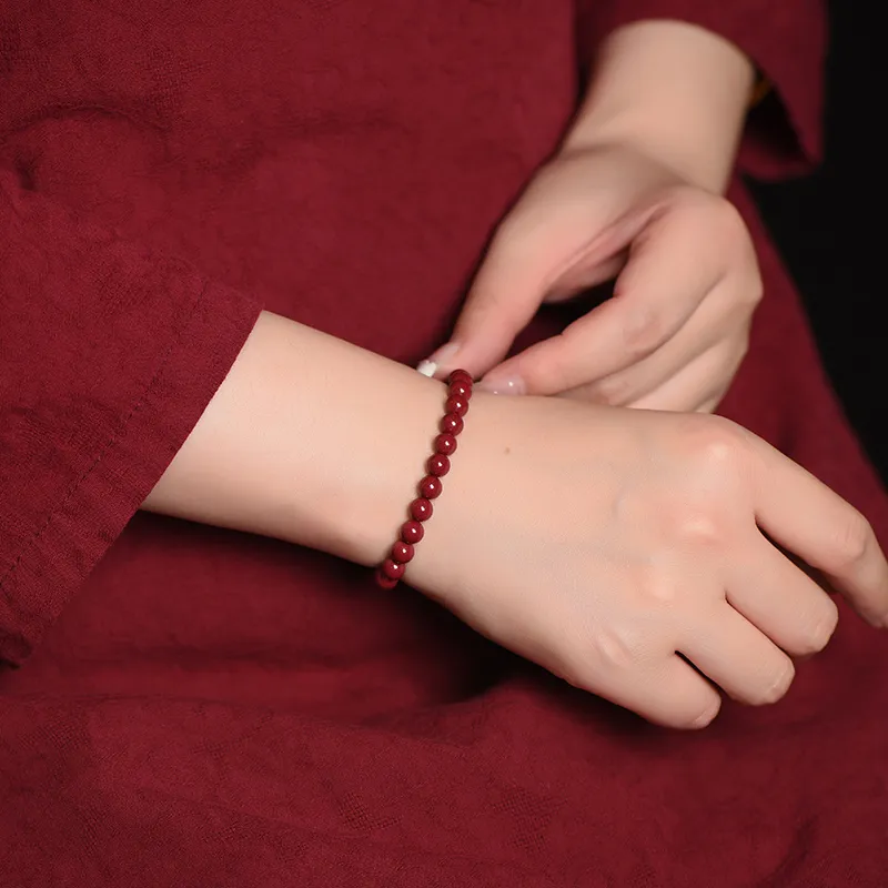 Red All Year Round Reconstructed Cinnabar Bracelets Unisex-2