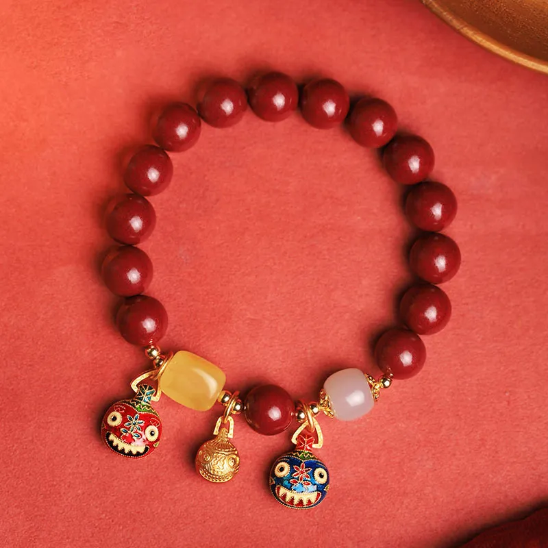 Red All Year Round Cinnabar Jade Bracelets Unisex-3