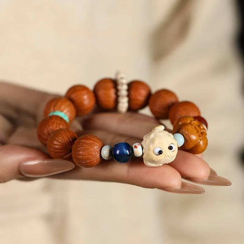 Red All Year Round Monkey Head Walnut Bracelets Unisex-1