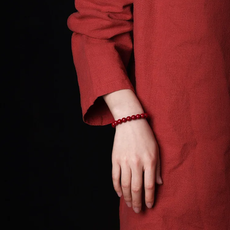 Red All Year Round Reconstructed Cinnabar Bracelets Unisex-4