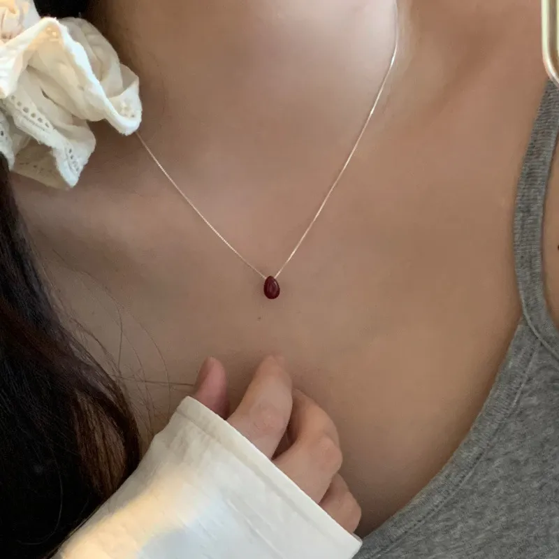 Red All Year Round Chalcedony Collarbone Chain Women's-3