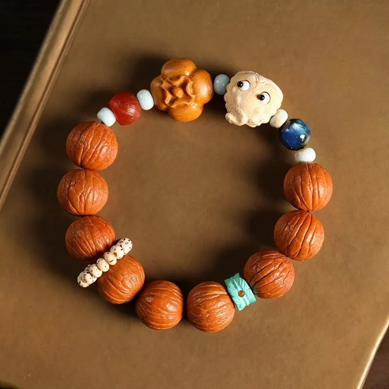 Red All Year Round Monkey Head Walnut Bracelets Unisex-4