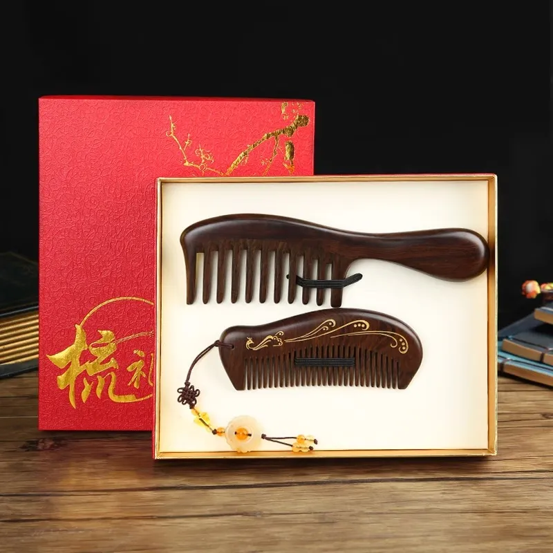 ANTINOB Ebony Wood Comb Box Shunfa Low Static Electricity-7