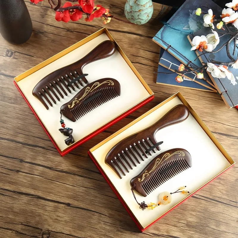 ANTINOB Ebony Wood Comb Box Shunfa Low Static Electricity-8