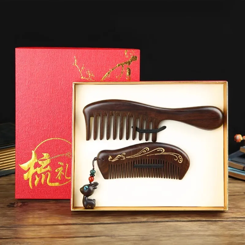 ANTINOB Ebony Wood Comb Box Shunfa Low Static Electricity-1