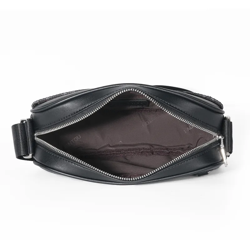 Old Man's Head PVC Shoulder Bag Crossbody Bag Small Size Unisex Black-4