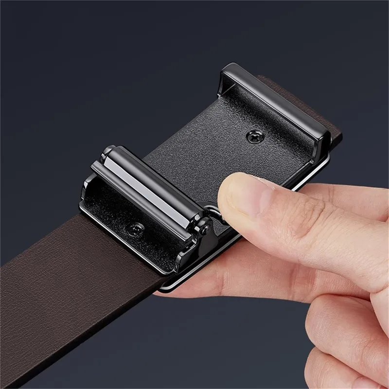 Old Man's Head Automatic Buckle Belt High End Luxury Pants Cow Leather Leather Belts Men's 3.5cm-3