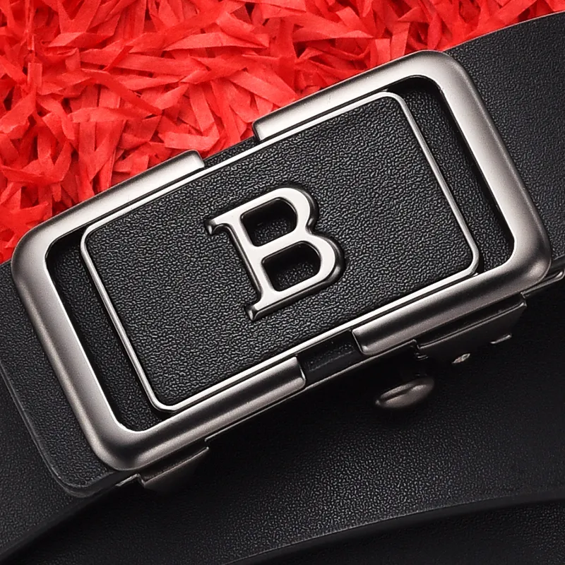 Old Man's Head Split Cow Leather Leather Belts Men's Black Width 3.3cm-2