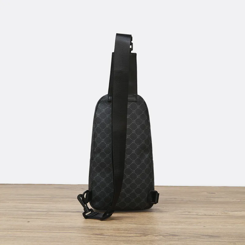 Old Man's Head Synthetic Leather Sling Bag Regular Men's Dark Gray-3