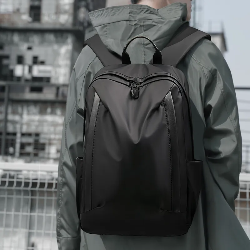 Old Man's Head Fabric With Synthetic Leather Backpack Regular Men's Black-3