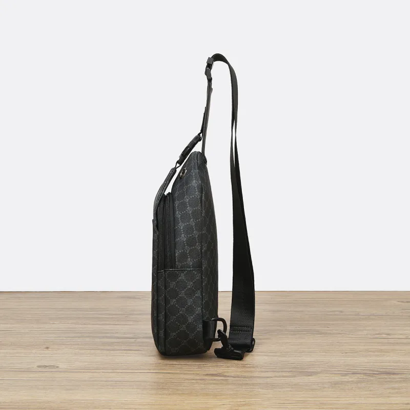 Old Man's Head Synthetic Leather Sling Bag Regular Men's Dark Gray-4