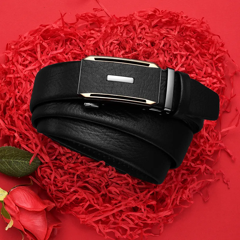 Old Man's Head Cow Leather Leather Belts Men's Black Width  3.5cm-2