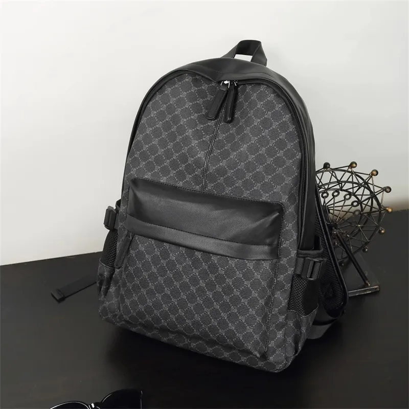 Old Man's Head Synthetic Leather Laptop Backpack Regular Men's Black-2