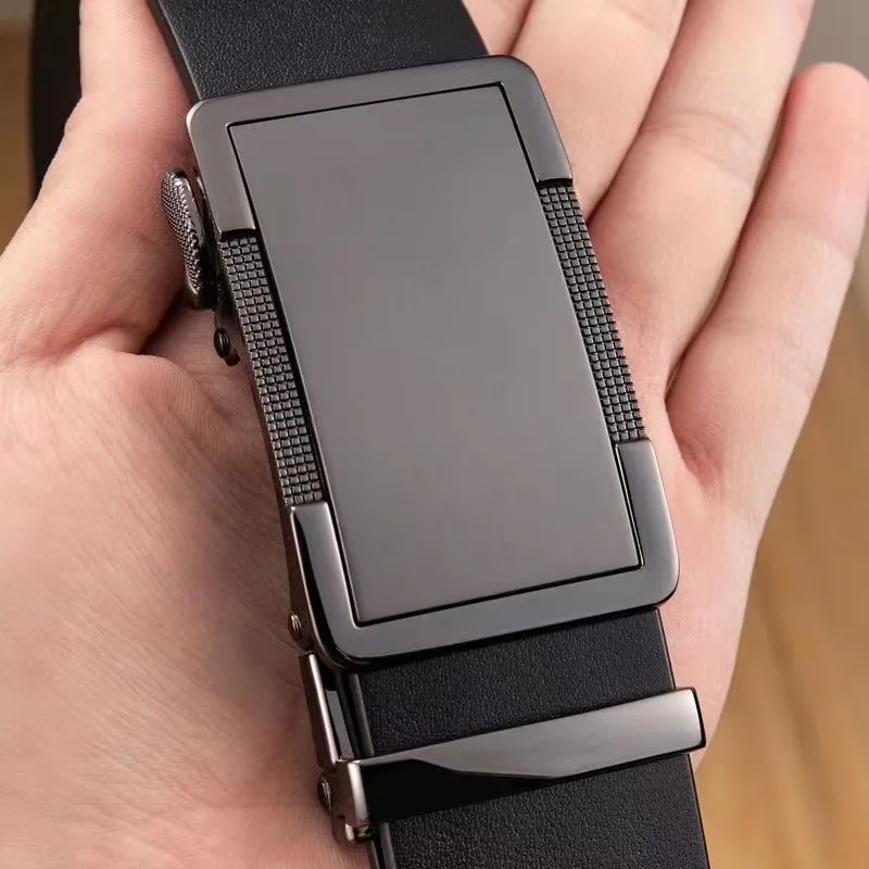 Old Man's Head Automatic Buckle Minimalist Style Versatile Quality Feel Alloy Leather Belts Men's 3.5cm-1