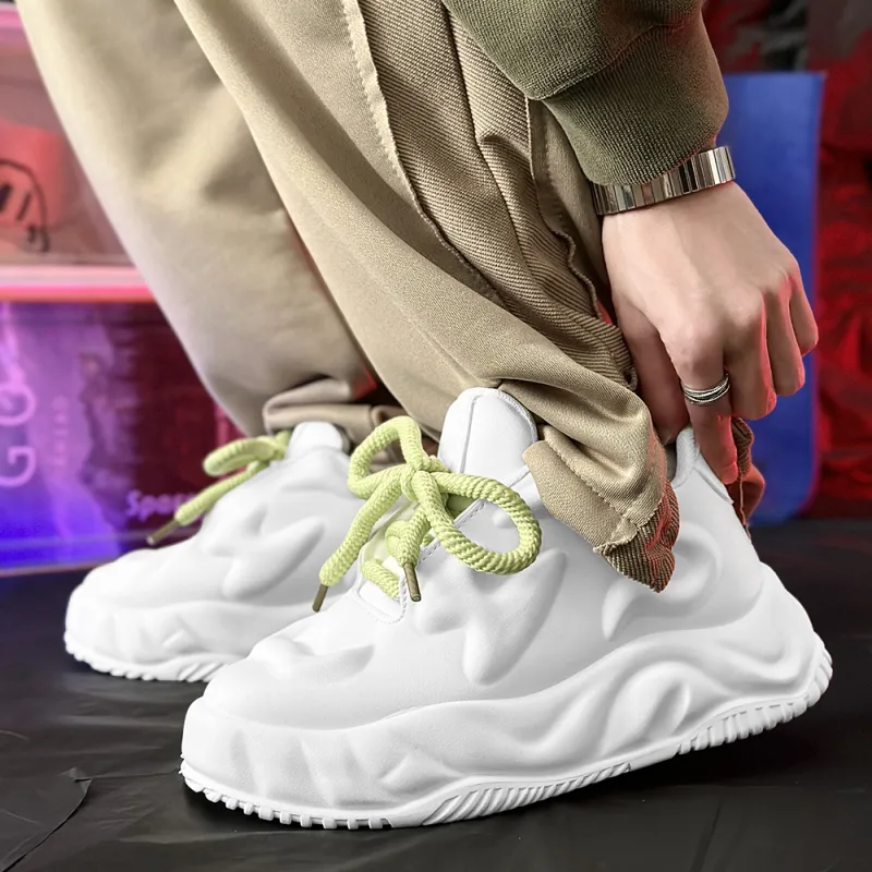 SLNU 3 Cushioned Wear Resistant Height Increasing Coverage Low Top Casual Shoes Men's White-7