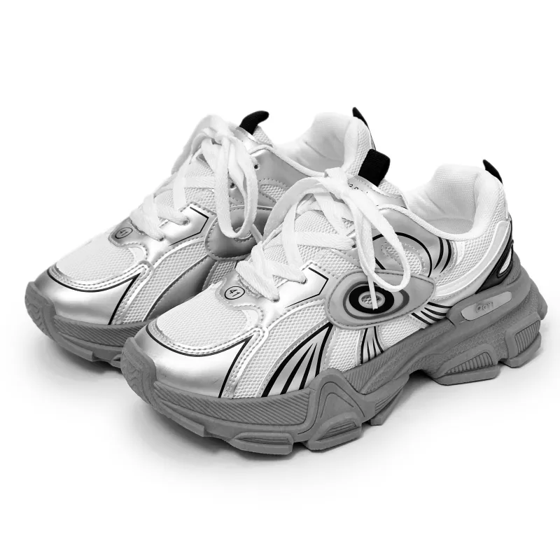 SLNU 3 Breathable Coverage Lightweight Height Increasing Low Top Chunky Sneakers Men's White Gray-2