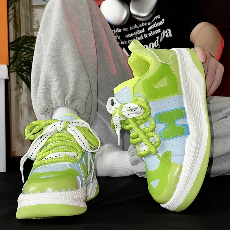 SLnU★3 Puffy Shoes Anti-Slip And Wear-Resistant Height Increasing Coverage Low-Top Skateboard Shoes Men's-14
